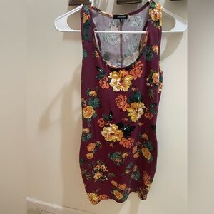Ambiance Floral Tank Top - Burgundy and Yellow